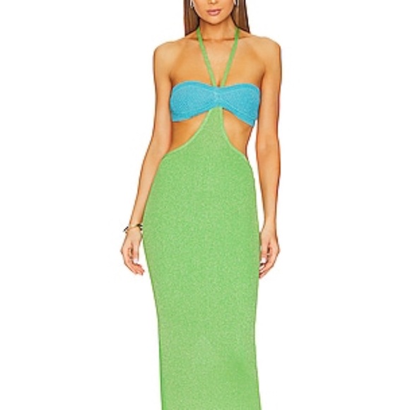 RETROFETE Eloisa Dress in Green & Blue - Picture 2 of 12